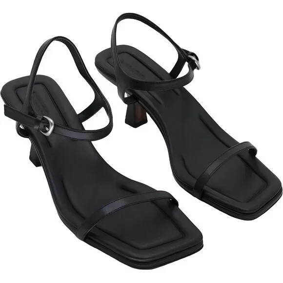 Vince Coco Leather Heeled Sandals Black Womens Dress Strappy US 8.5 EU 39 - Picture 4 of 6